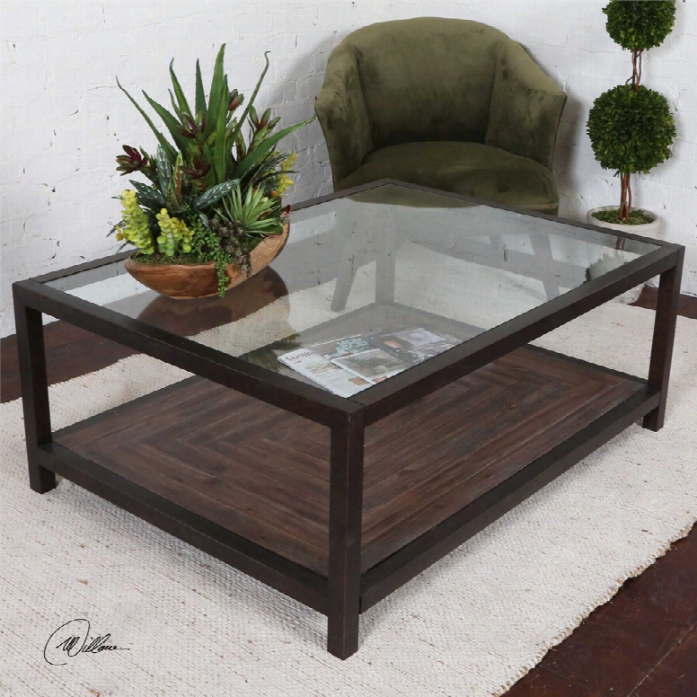 Uttermost Carter Glass Coffee Table In Bronze