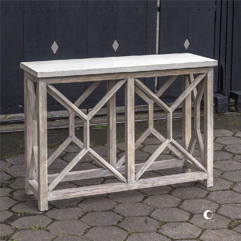 Uttermost Catali Console Table In Ivory Stone