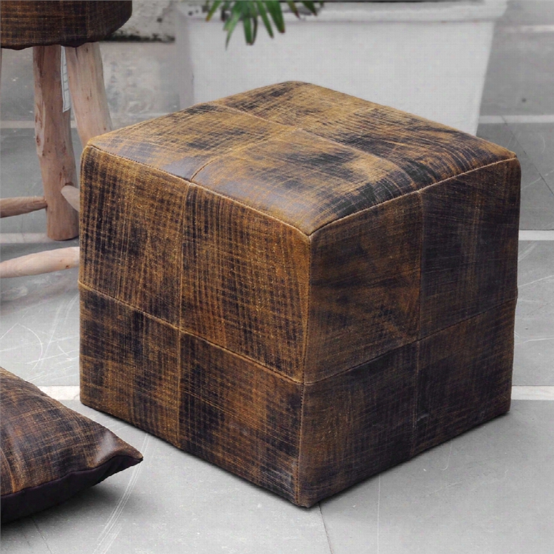 Uttermost Chivaso Leather Cube Ottoman