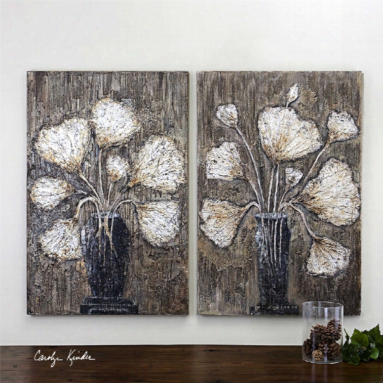 Uttermost Clear Water Stems Floral Art Set Of 2