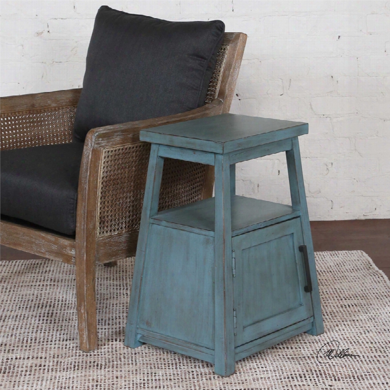 Uttermost Cora Accent Table In Blue Wash