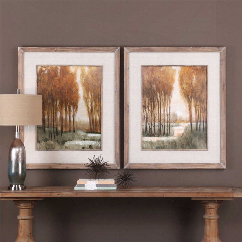 Uttermost Custom Golden Forest Landscape Prints Set Of 2