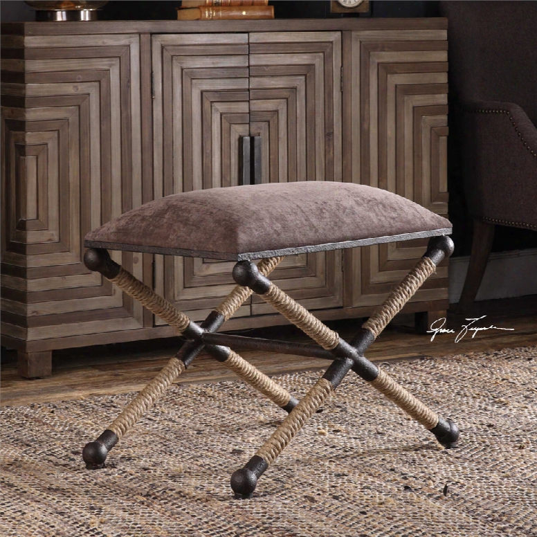 Uttermost Evert Accent Stool In Taupe Brown