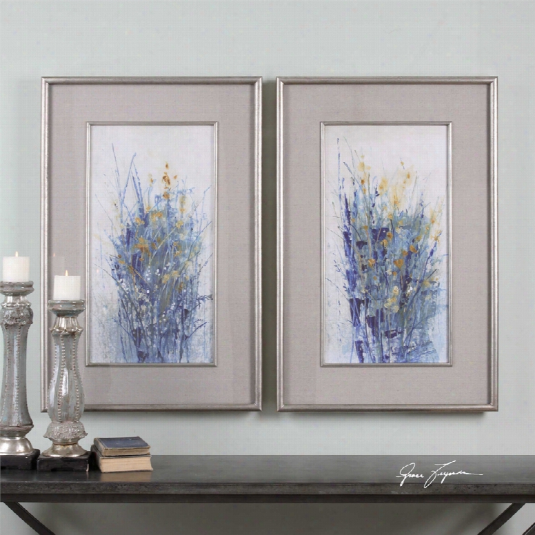 Uttermost Indigo Florals Framed Art Set Of 2