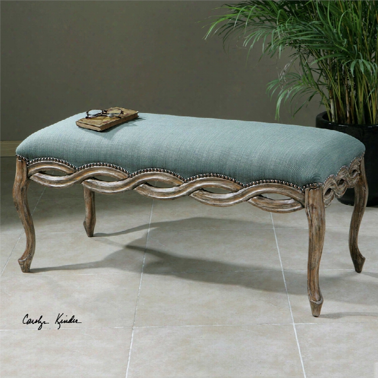 Uttermost Kylia Bench In Sky Blue