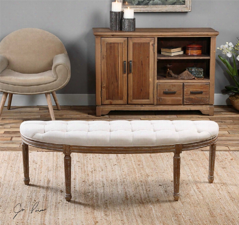 Uttermost Leggett Tufted Bench In White