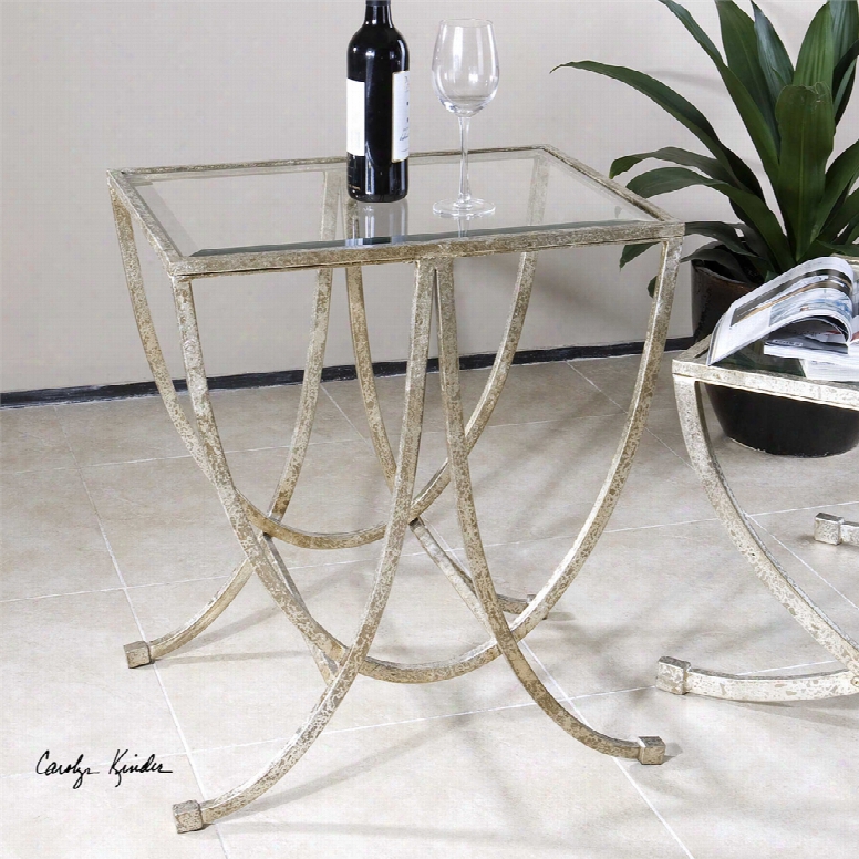 Uttermost Marta Side Table In Antiquedd Silver