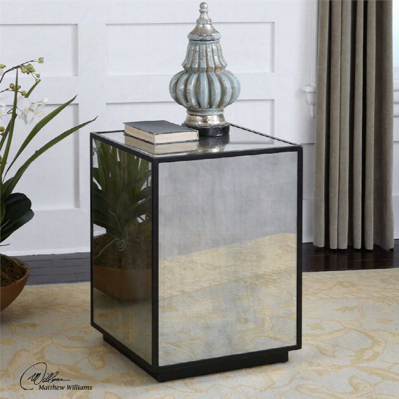 Uttermost Matty Mirrored Side Table In Aged Bronze