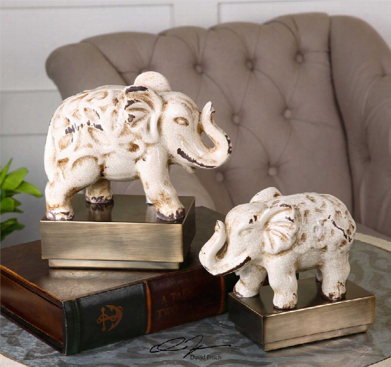 Uttermost Maven Elephant Sculptures Set Of 2