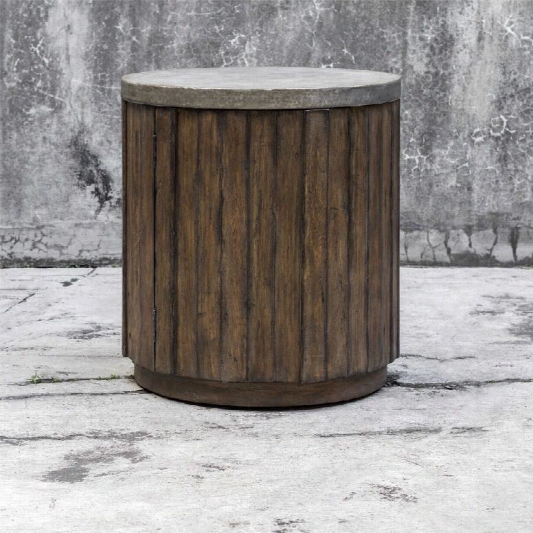 Uttermost Maxfield Wooden Drum Accent Table