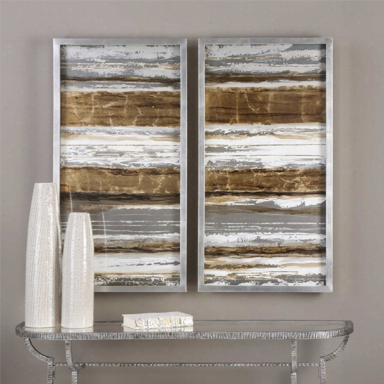 Uttermost Metallic Layers Modern Art Set Of 2