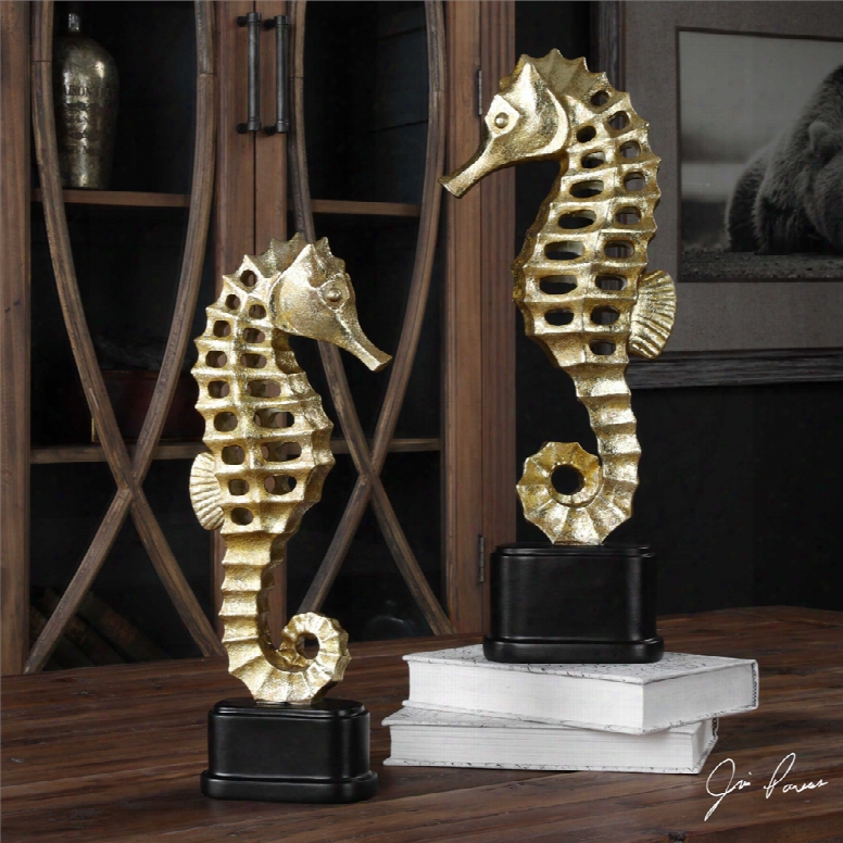 Uttermost Metallic Sea Horse Sculpture Set Of 2