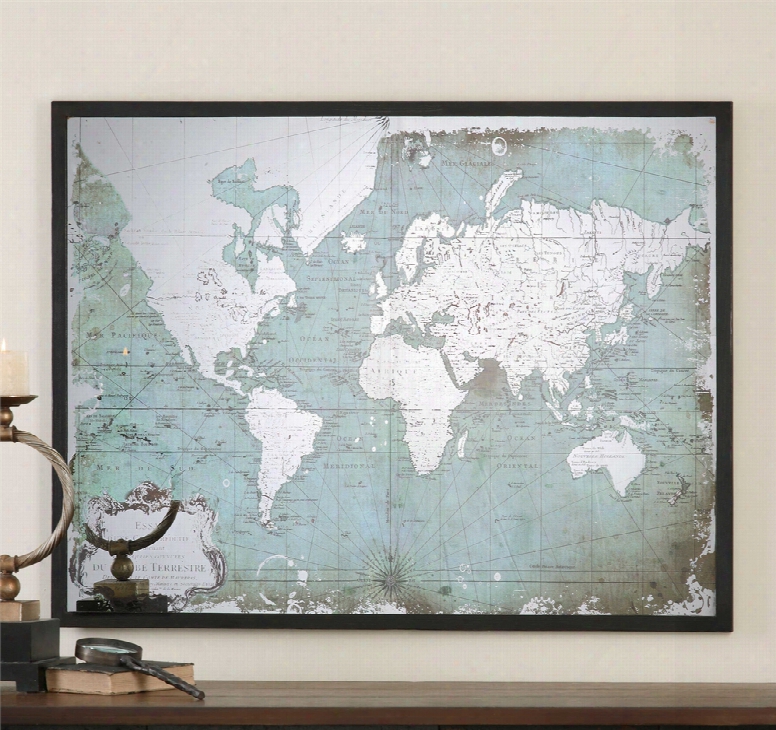 Uttermost Mirrored World Map With Black Frame