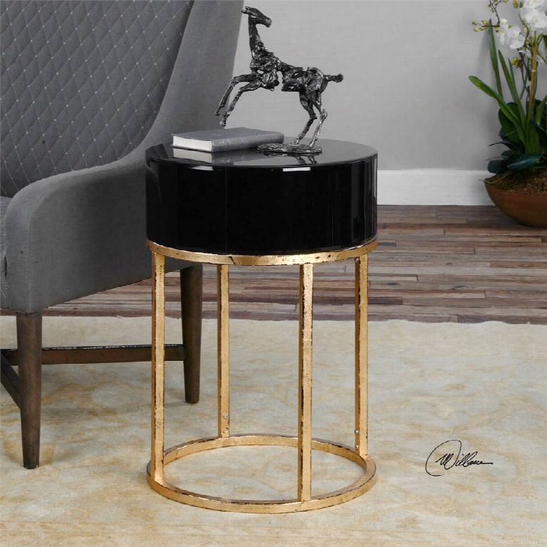 Uttermost Myles Curved Black Accent Table