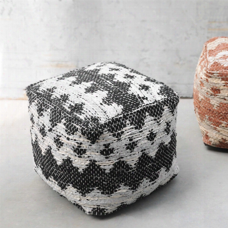 Uttermost Rewa Pouf In Ivory / Black