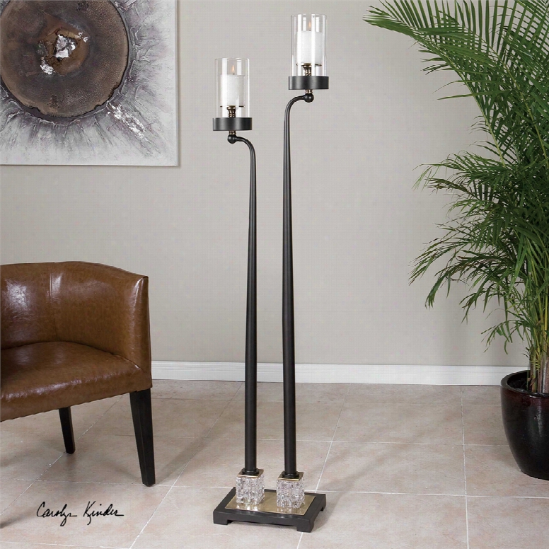 Uttermost Rondure Floor Candleholder In Dark Bronze