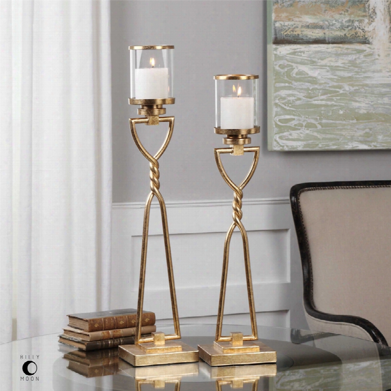 Uttermost Susana Candleholders Set Of 2 In Gold