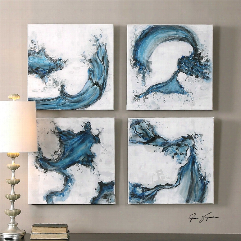 Uttermost Swirls In Blue Abstract Art Set Of 4