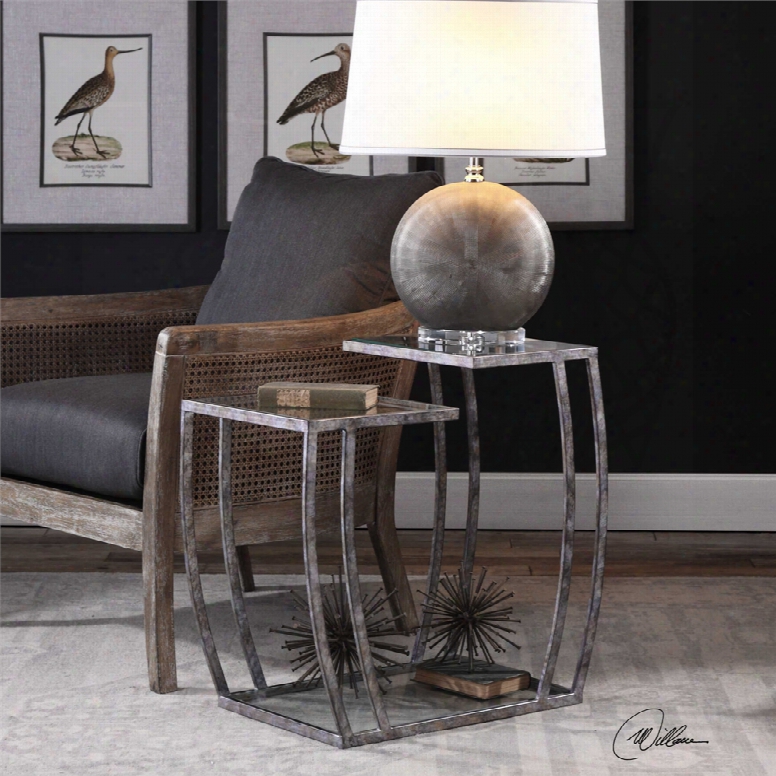 Uttermost Teeranie Accent Table In Burnished Silver