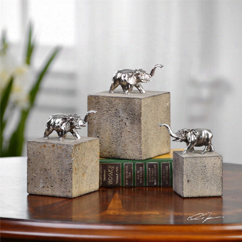 Uttermost Tiberia Elephant Sculpture Set Of 3