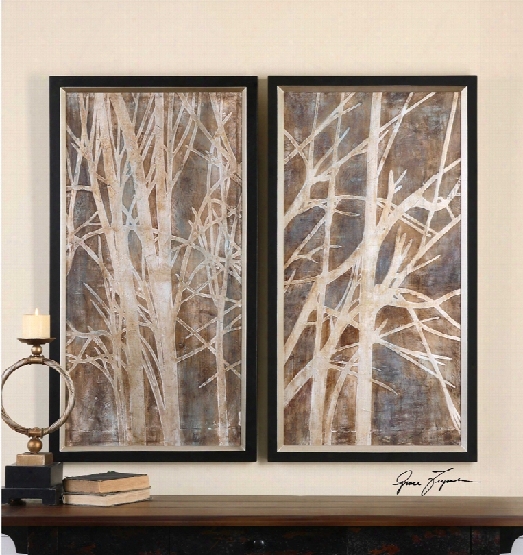 Uttermost Twigs Hand Painted Art Set Of 2