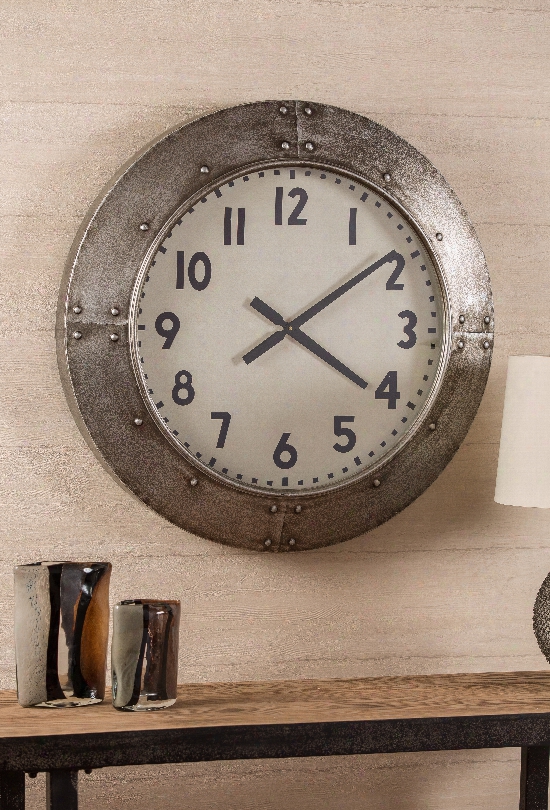 Cooper Classics Garrison Clock In Gray Metal
