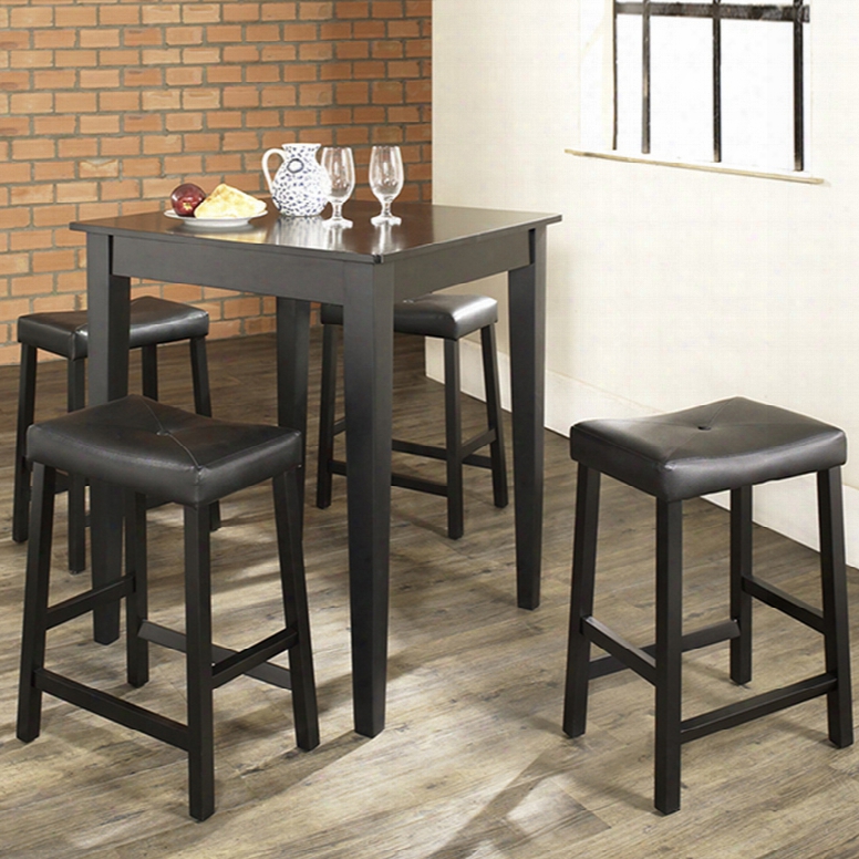 Crosley 5-piece Pub Dining Set With Saddle Stools In Black