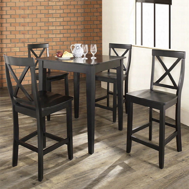 Crosley 5-piece Pub Dining Set With Tapered Leg In Black