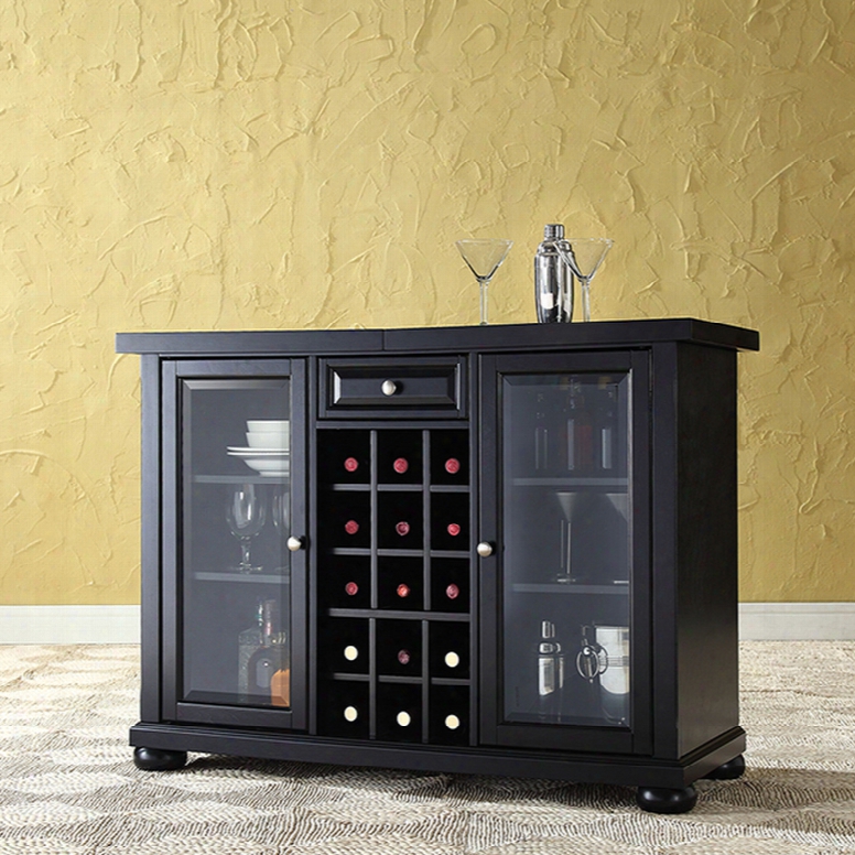 Crosley Alexandria Sliding Top Bar Cabinet In Black