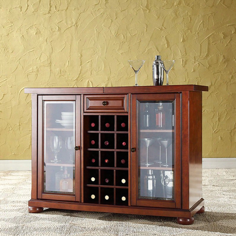 Crosley Alexandria Sliding Top Bar Cabinet In Classic Cherry