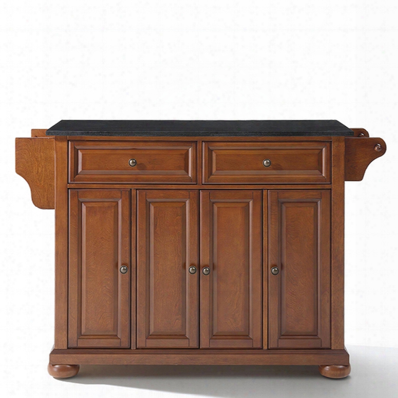 Crosley Alexandria Solid Black Granite Top Kitchen Island In Classic Cherry