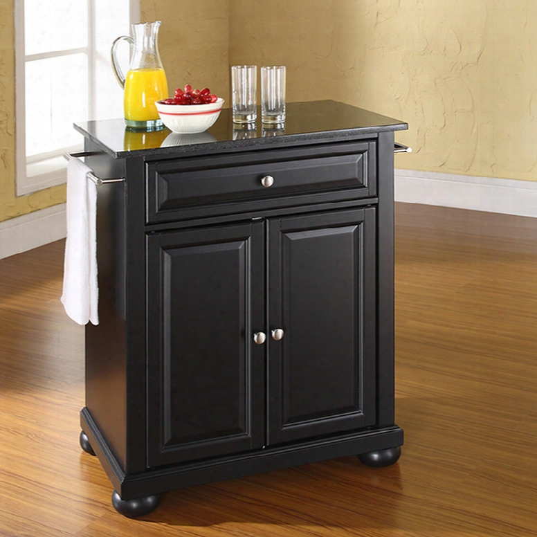 Crosley Alexandria Solid Black Granite Top Portable Kitchen Island In Black