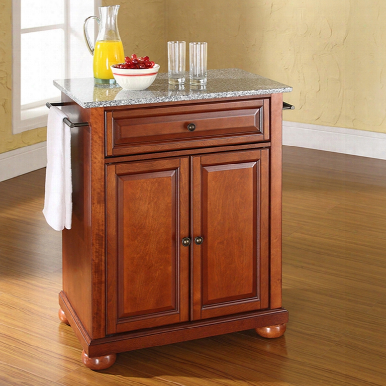 Crosley Alexandria Solid Granite Top Portable Kitchen Island In Classic Cherry