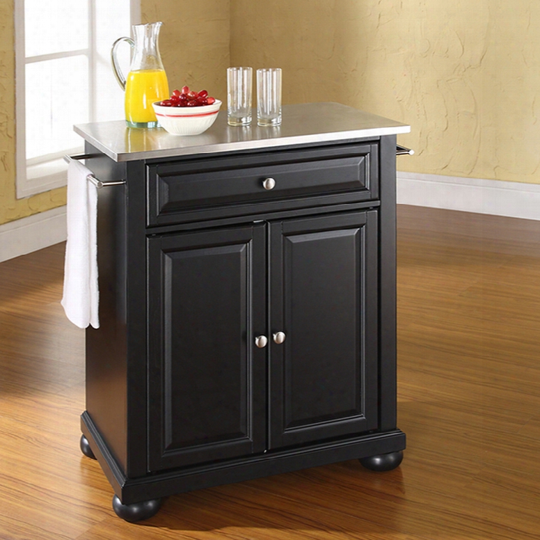 Crosley Alexandria Stainless Steel Top Portable Kitchen Island In Black