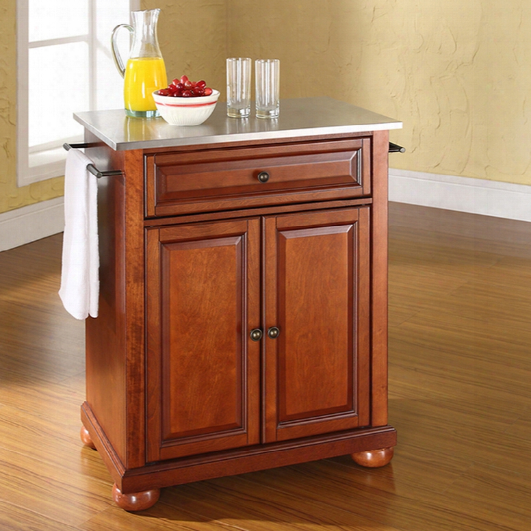 Crosley Alexandria Stainless Steel Top Portable Kitchen Island In Classic Cherry