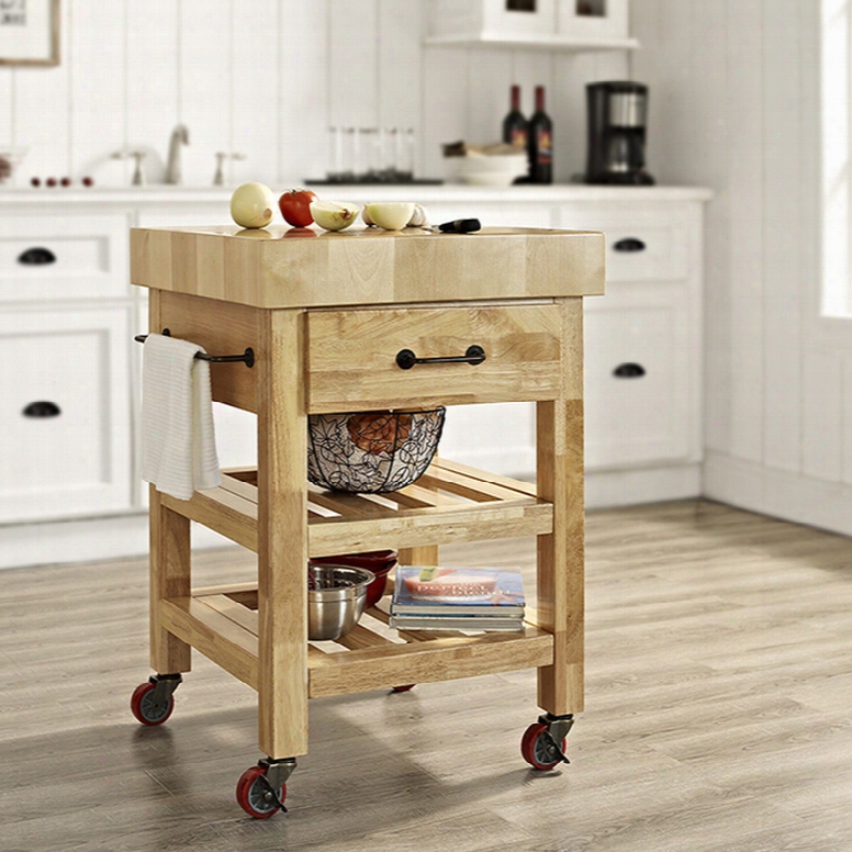 Crosley Marston Butcher Block Kitchen Cart In Natural