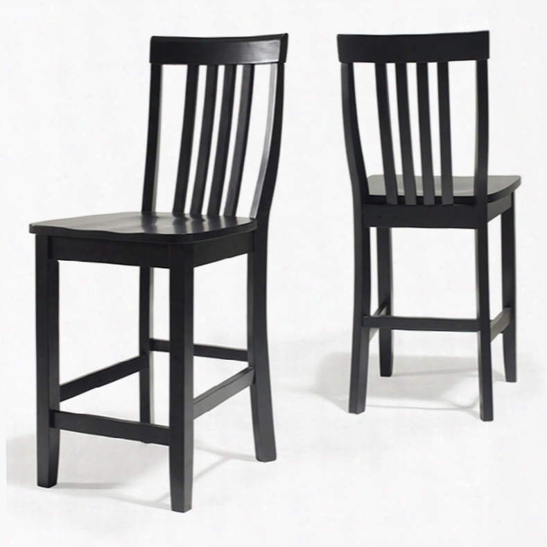 Crosley School House Bar Stool - Set Of 2 In Black