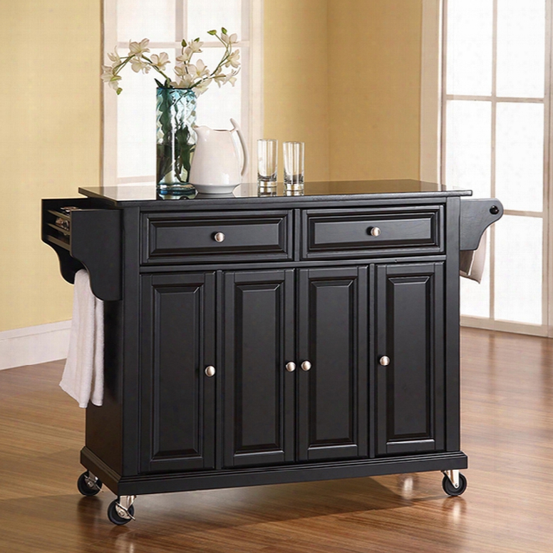 Crosley Solid Black Granite Top Kitchen Island In Black