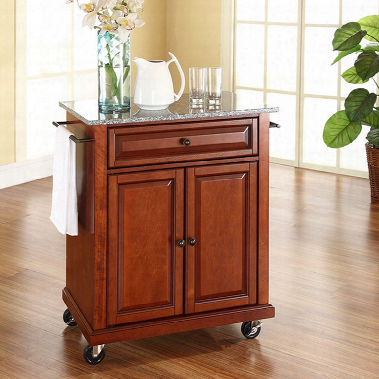 Crosley Solid Granite Top Portable Kitchen Island In Classic Cherry