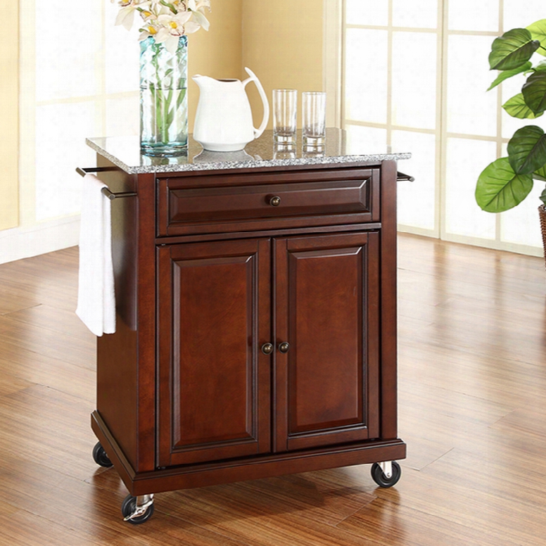 Crosley  Solid Granite Top Portable Kitchen Island In Vintage Mahogany