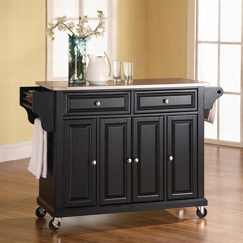 Crosley Stainless Steel Top Kitchen Island In Black