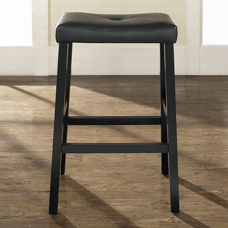 Crosley Upholstered Saddle Seat Bar Stool - Set Of 2 In Black