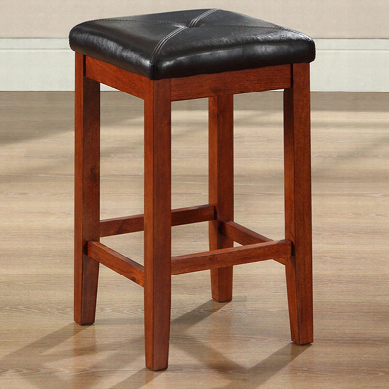 Crosley Upholstered Square Seat Bar Stool - Set Of 2 In Classic Cherry