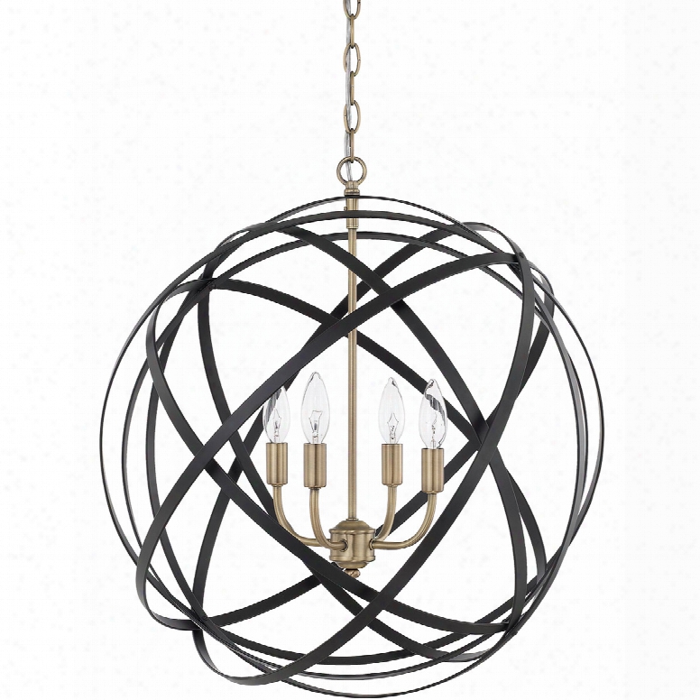 Capital Lighting Axis 4-light Pendant In Aged Brass And Black