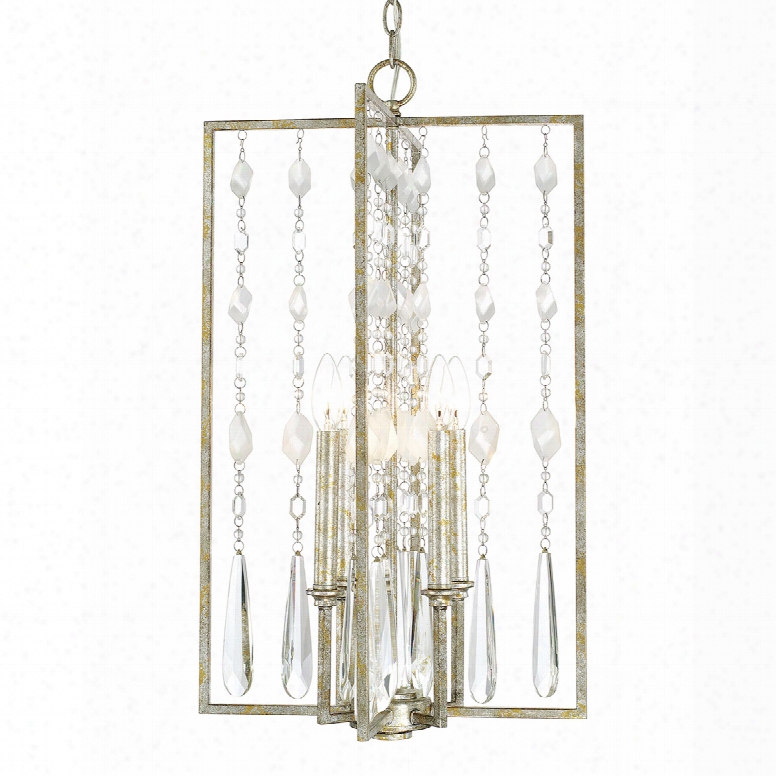 Capital Lighting Charleston 4-light Foyer Pendant In Silver And Gold Leaf