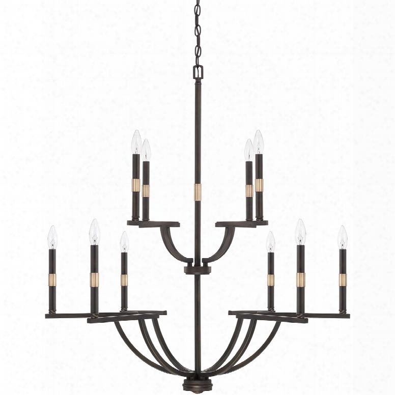 Capital Lighting Cole 10-light Chandlier In Aged Brass And Old Bronze