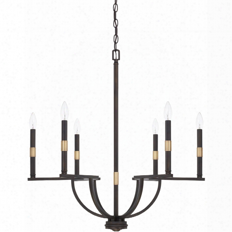 Capital Lighting Cole 6-light Chandelier In Having Lived Brass And Old Bronze
