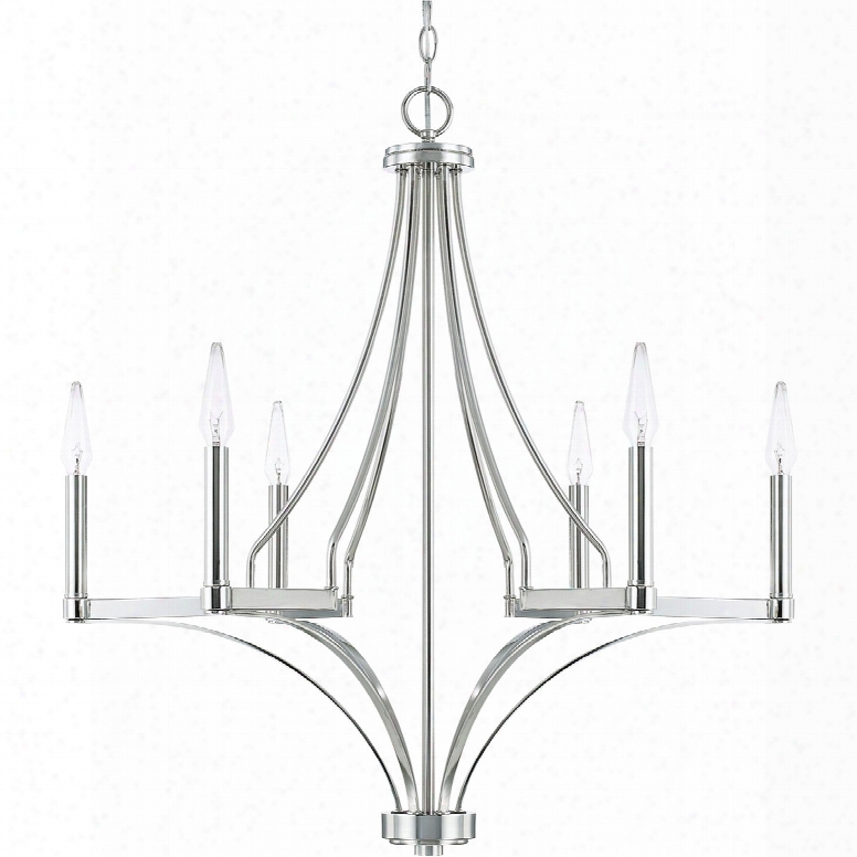 Capital Lighting Wright 6-light Chandelier In Polished Nickel