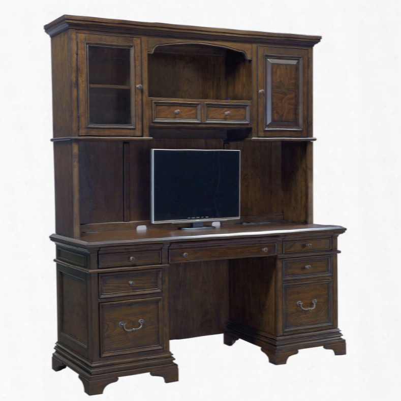 Aspenhome Essex 66 Inch Credenza Desk With Hutch