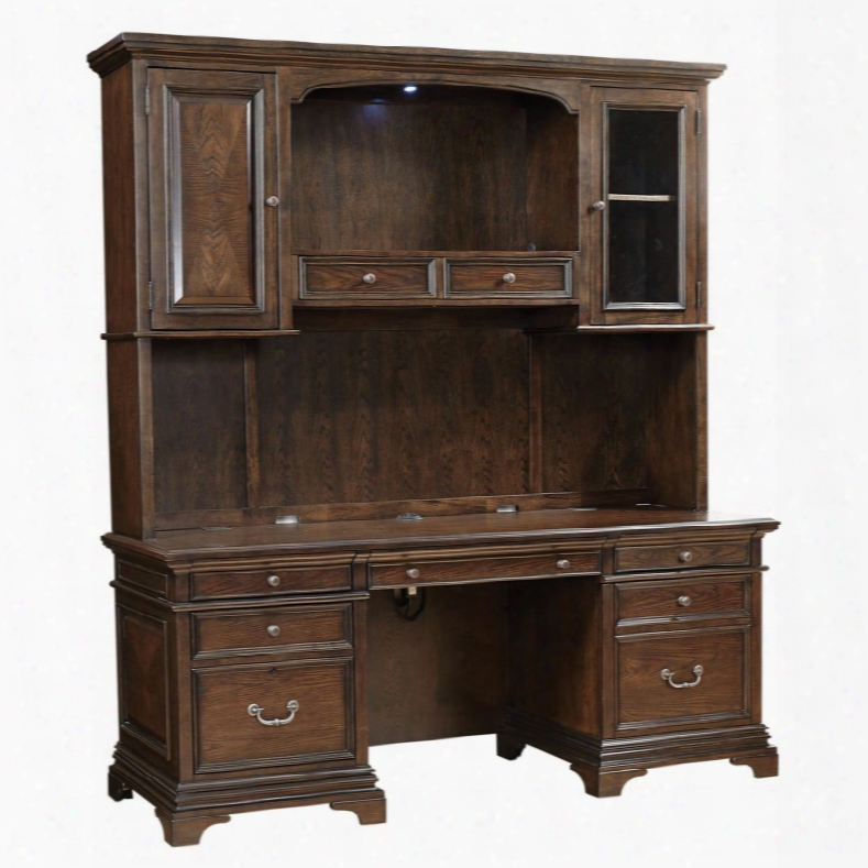 Aspenhome Essex 75 Inch Credenza Desk With Hutch